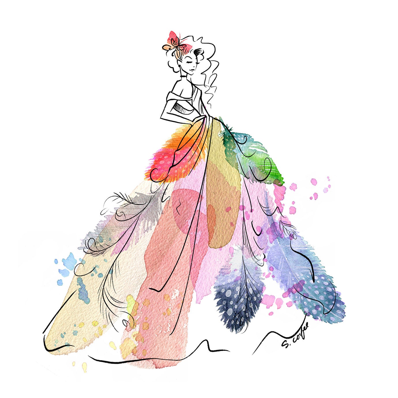 watercolor dress